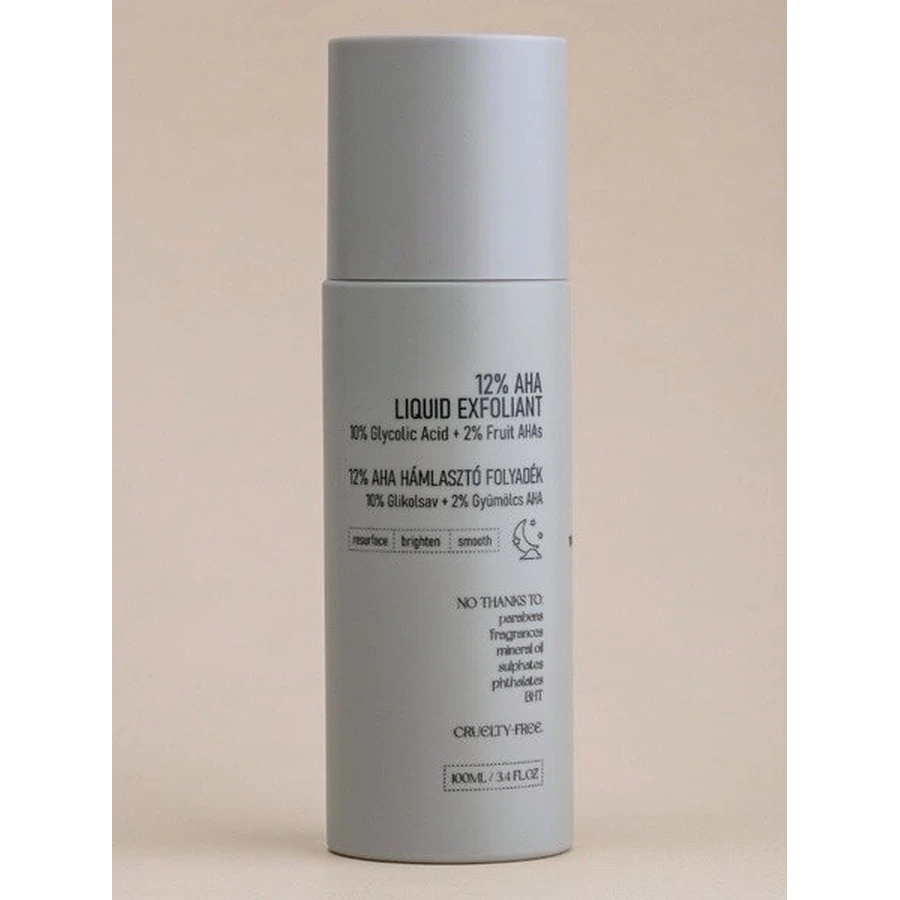 Nerds 12% AHA Exfoliante Líquido, tónico exfoliante con 10% de ácido glicólico y 2% de AHA de frutas, 100 ml
