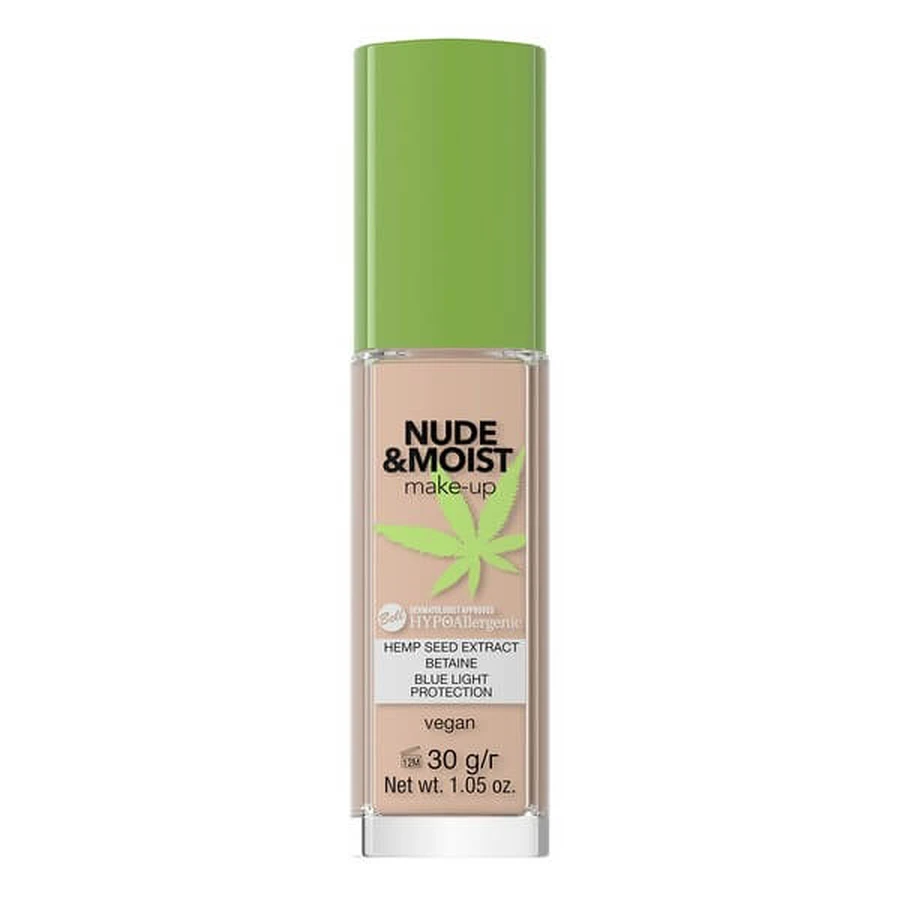 Bell HYPOAllergenic Nude&amp;Moist Make-Up, feuchtigkeitsspendendes und pflegendes Fluid 04, 30 g
