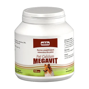 Mikita Pet Calcium megavit, Mineralergänzungsfuttermittel für Hunde, Tabletten, 150 St.