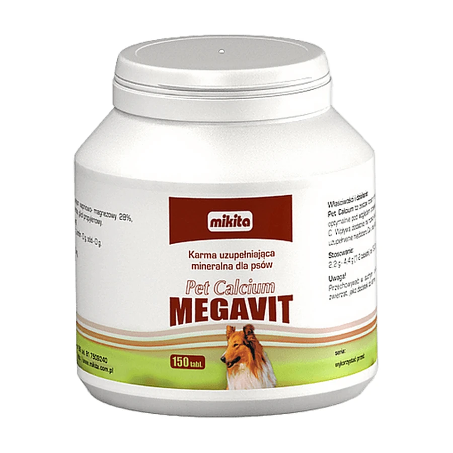 Mikita Pet Calcium megavit, Mineralergänzungsfuttermittel für Hunde, Tabletten, 150 St.