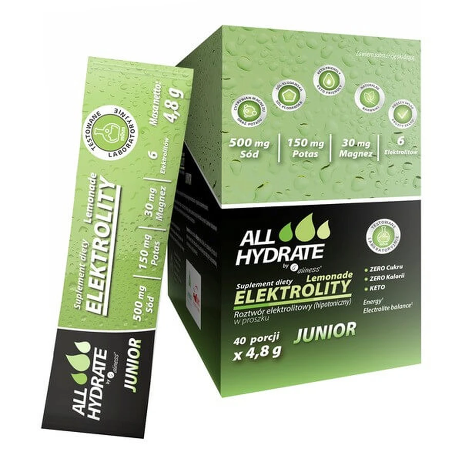 AllHydrate Elektrolyten Junior, poederzakjes, 4,8 g x 40 st.