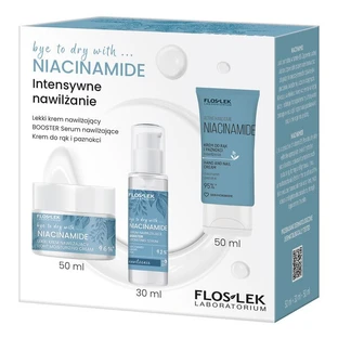 Flos-lek, intensieve vochtinbrengende set, lichte vochtinbrengende crème, 50 ml + booster vochtinbrengend serum, 30 ml + hand- en nagelcrème, 50 ml
