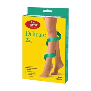 Ms. Teresa Delicate, size M, beige CCL1 compression stockings, long, covered toe, 1 pair