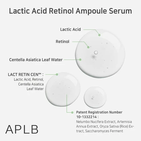 APLB Milchsäure-Retinol-Ampulle, glättendes Serum mit Milchsäure und Retinol, 40 ml