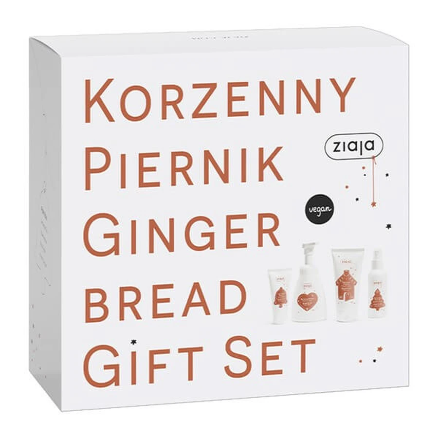Set, Ziaja Spicy Gingerbread, wasschuim, 250 ml + body mist, 100 ml + douchegel, 160 ml + handcrème, 50 ml