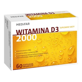 Medifar Vitamin D3 2000, soft capsules, 60 pcs.