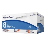 Micro-Fine, jeringas de insulina, desechables, 1ml 30G x 8mm x 100 uds.
