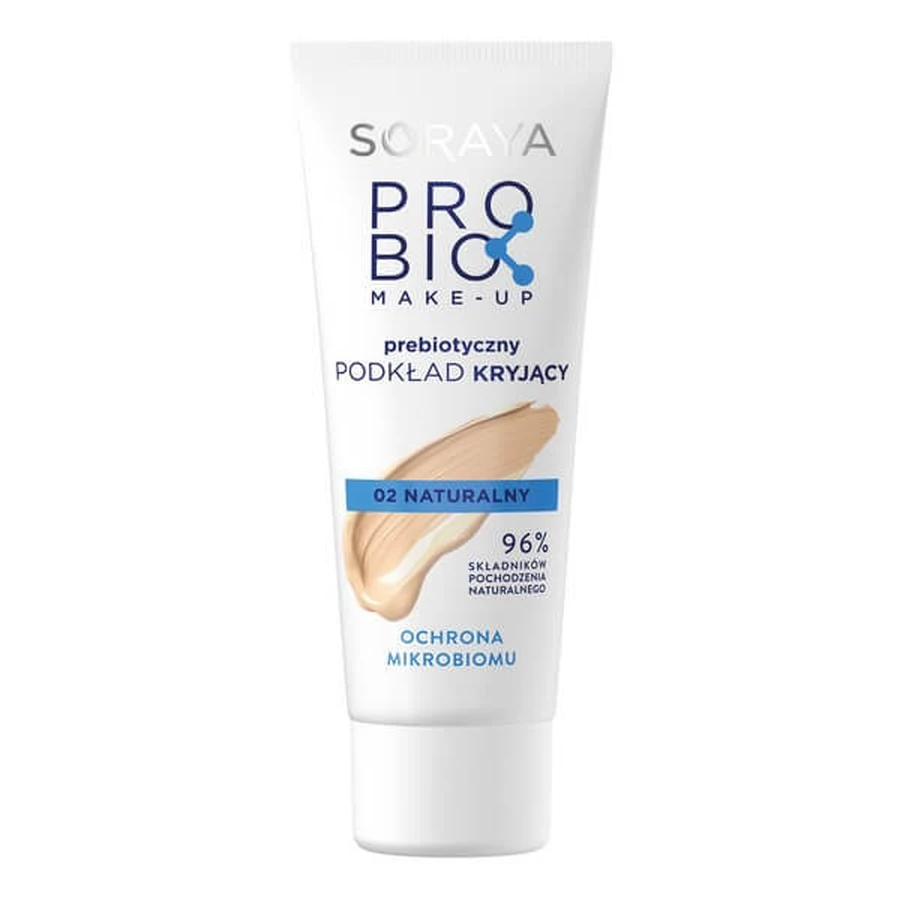 Soraya Probio Make-Up, base de maquillaje prebiótica de cobertura natural 02, 30ml