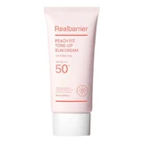 Real Barrier Peach Fit Tone-Up Sun Cream SPF50+ PA++++, moisturizing sunscreen with brightening effect, 50 ml.