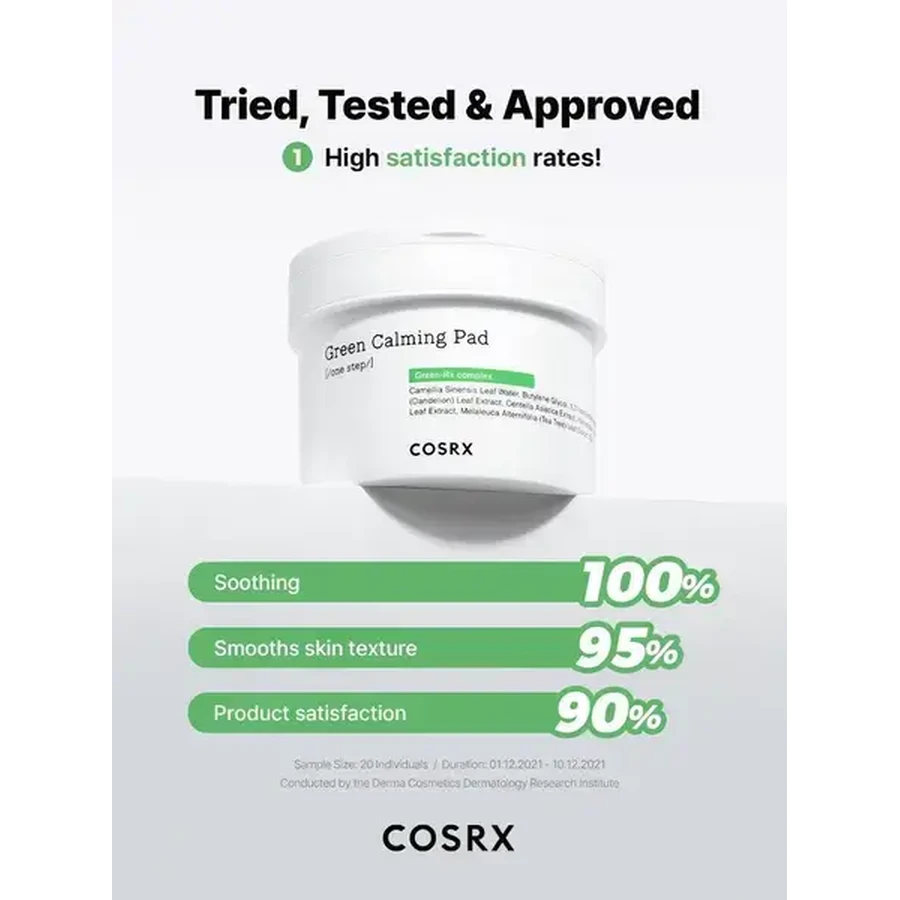 Cosrx One Step Green Calming Pad, tampons tonifiants pour le visage, 70 pcs.