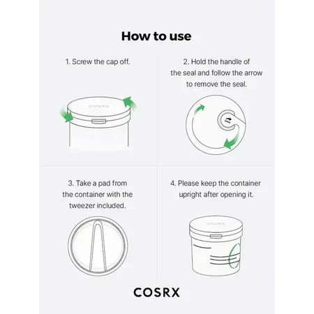 Cosrx One Step Green Calming Pad, tampons tonifiants pour le visage, 70 pcs.
