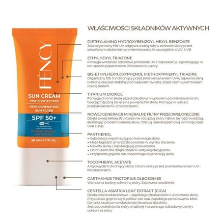 Fency, crème solaire SPF 50+, 50 ml