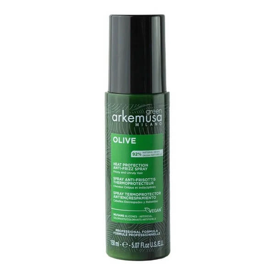 Green Arkemusa Olive Anti-Frizz Spray, Hitzeschutzspray für krauses und widerspenstiges Haar, 150 ml