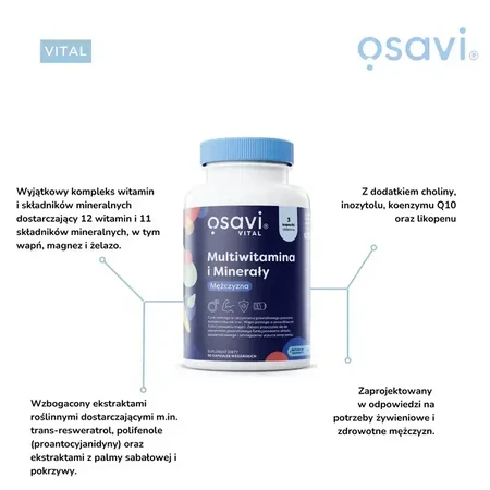Osavi Multivitamin und Mineralien für Männer, Hartkapseln, 180 Stück.
