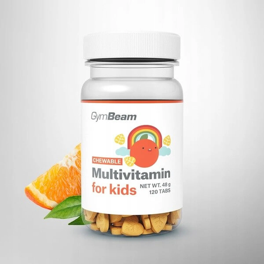 GymBeam Multivitamin für Kinder zum Lutschen, Tabletten, 120 Stück.