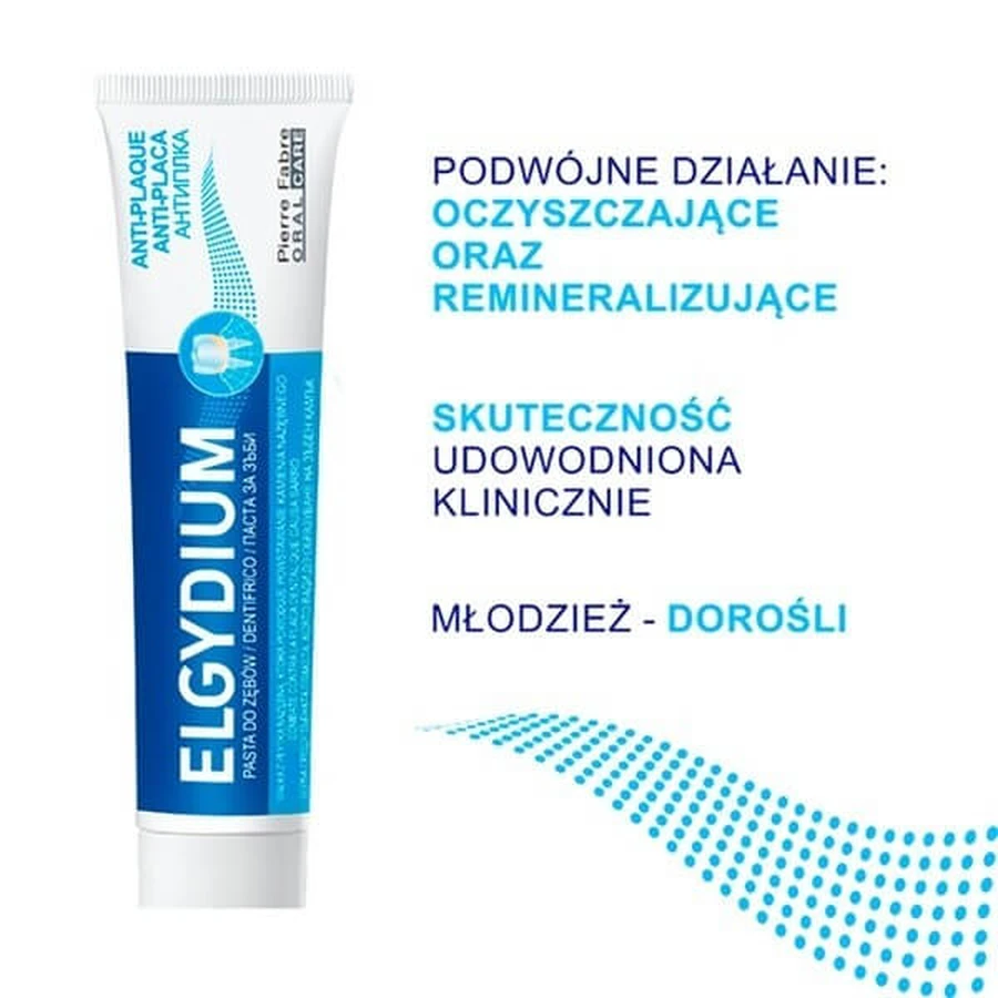 Set of 2 x Elgydium Anti Plaque, toothpaste, 75 ml