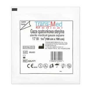 Steriel verbandgaas, 17-draads, 1m2, Trans-Med, 1 st.