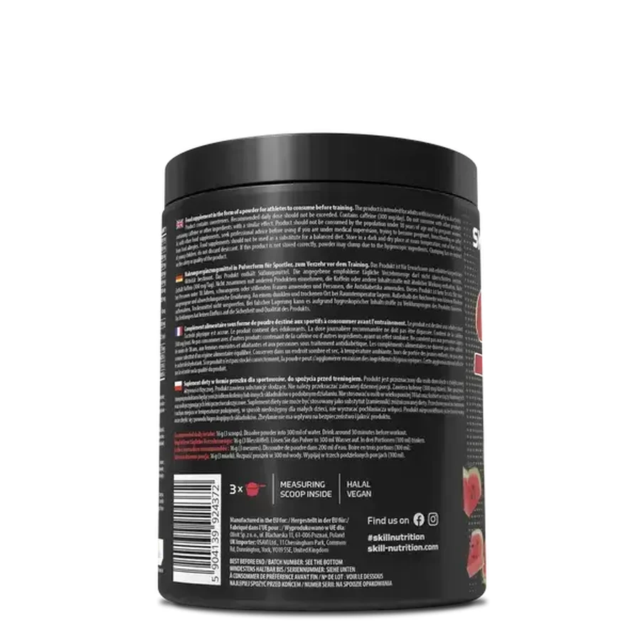 Skill Nutrition Pre-Entrenamiento, polvo, sabor sandía, 400 g