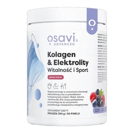 Osavi Collagen &amp ; Electrolytes Vitalité et Sport, poudre, arôme fruits des bois, 390 g