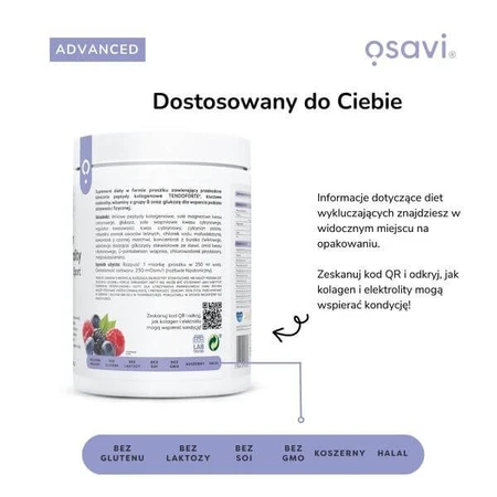 Osavi Collagen &amp ; Electrolytes Vitalité et Sport, poudre, arôme fruits des bois, 390 g