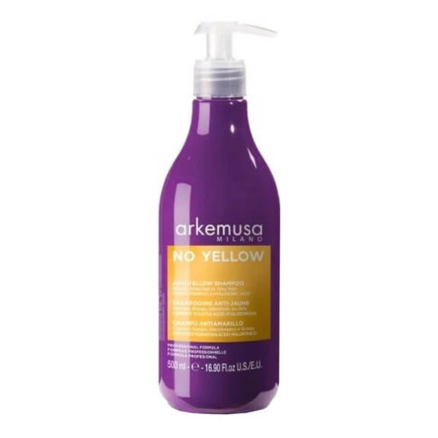 Arkemusa Milano No Yellow Anti-Amarillo, champú para cabellos rubios, decolorados y canosos, 500 ml