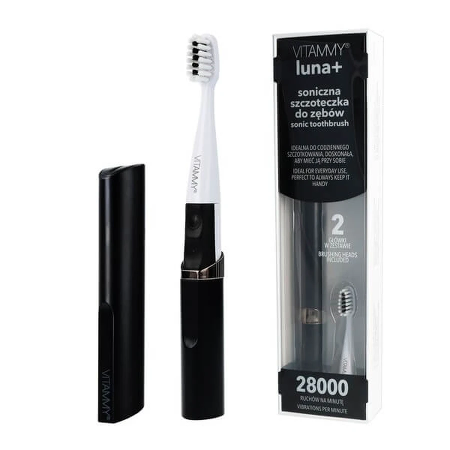 Vitammy Luna+, cepillo dental compacto sónico, negro, 1 ud.