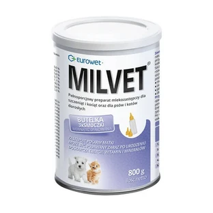 Milvet, volledige melkvervanger voor puppy's en kittens en volwassen honden en katten, poeder, 800 g