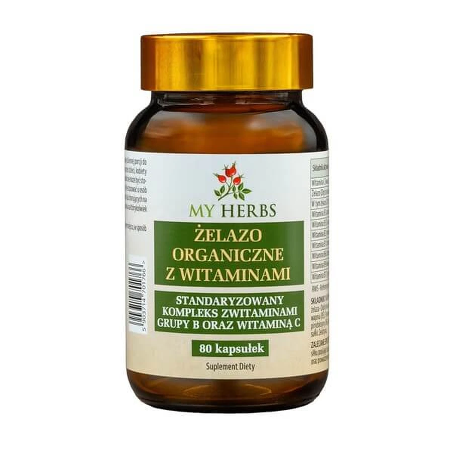 My Herbs Hierro orgánico con vitaminas, cápsulas, 80 uds.