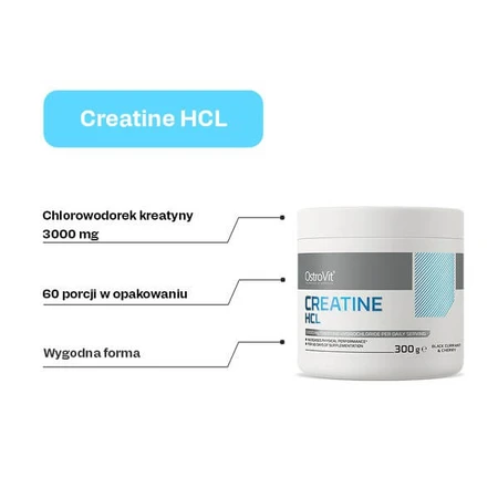 OstroVit Creatine HCL, powder, black currant and cherry flavor, 300 g