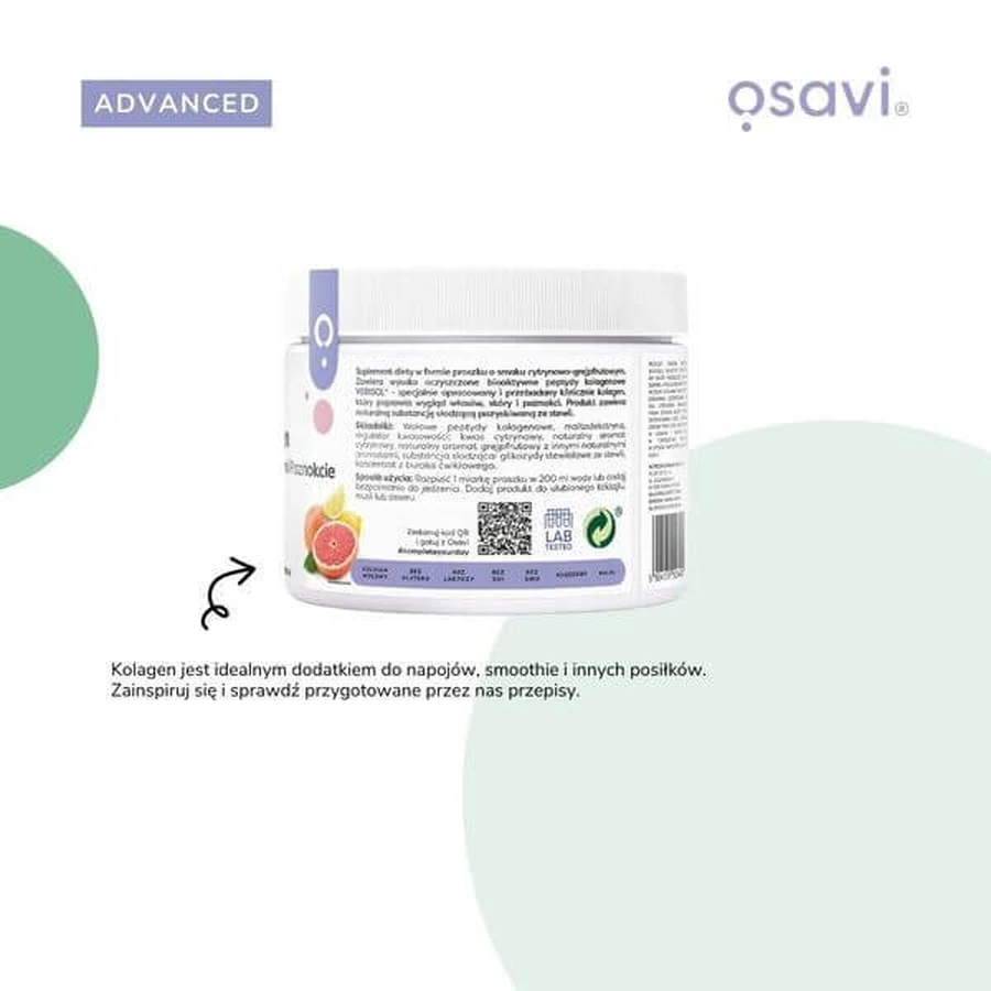 Osavi Collagen Haare, Haut und Nägel, Pulver, Zitronen-Grapefruit-Geschmack, 150 g