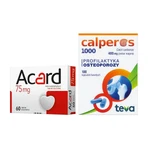 Acard set, 75 mg, comprimidos enterales recubiertos, 60 uds. + Calperos 1000, 400 mg de iones de calcio, cápsulas duras, 100 uds.