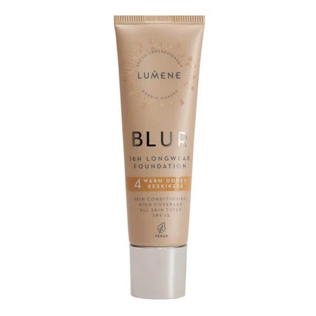 Lumene Blur 16h Longwear Foundation SPF15, fond de teint lissant, No. 4 Warm Honey, 30 ml