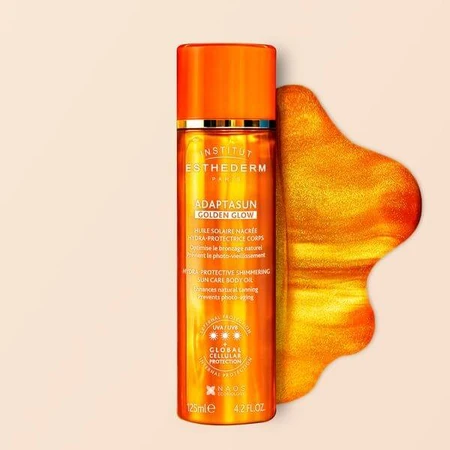 Esthederm Adaptasun Golden Glow Hydra-Protective Shimmering Sun Care Body Oil, ulei iluminator cu protecție ridicată, 125 ml