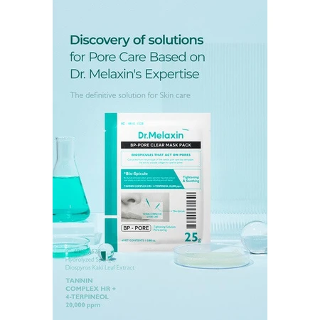 Dr.Melaxin BP Pore Clear Mask Pack, reinigingsmasker voor de huid met zichtbare poriën, 5 x 25 g