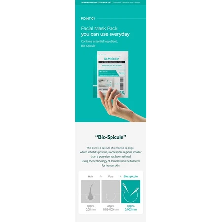 Dr.Melaxin BP Pore Clear Mask Pack, reinigingsmasker voor de huid met zichtbare poriën, 5 x 25 g