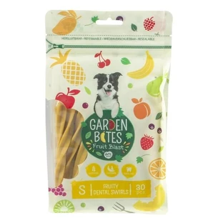 Garden Bites Fruit Blast, Fruity Dental Swirls, vegetarische traktatie voor honden, S, 13 cm x 30 stuks.
