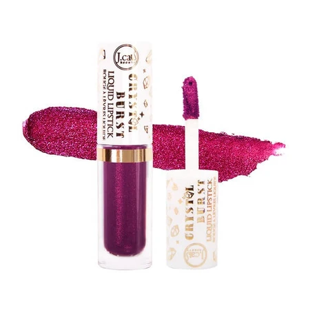 J.Cat Beauty Crystal Burst Liquid Lipstick, Lipgloss mit Glitzer 107 Velvet Dress, 0,8 g