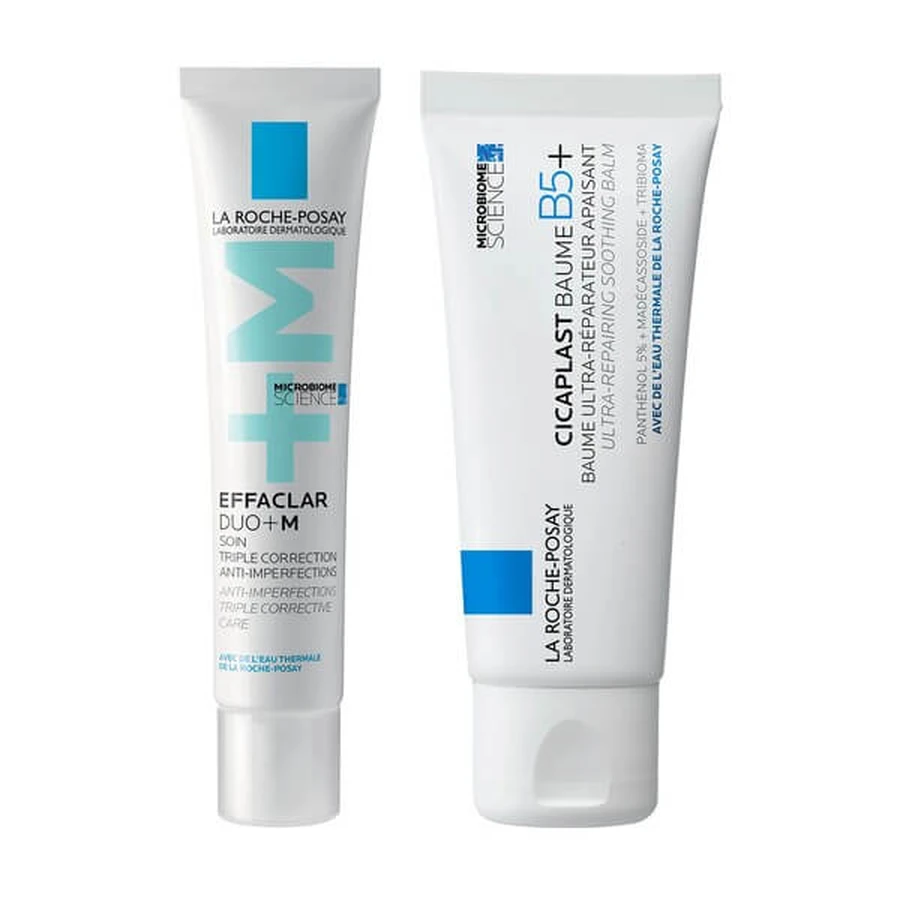 La Roche Posay kit, Effaclar Duo+ M, triple action cream against imperfections, 40 ml + Cicaplast Baume B5+, soothing lotion for face and c