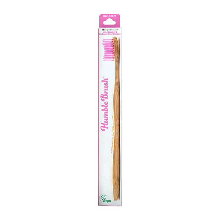 Humble Brush, bamboo toothbrush, soft, pink, 1 pc.