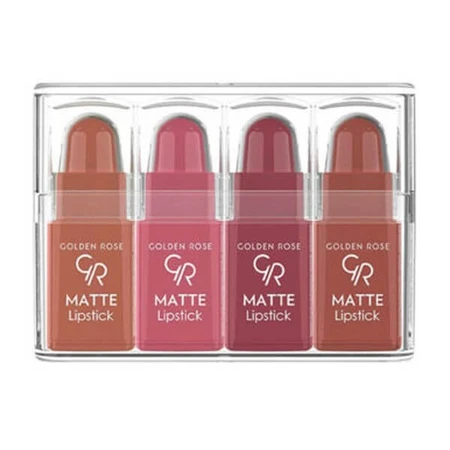 Golden Rose Matte Lipstick, set de 4 mini-rouges à lèvres mats, no. 01, 4 g