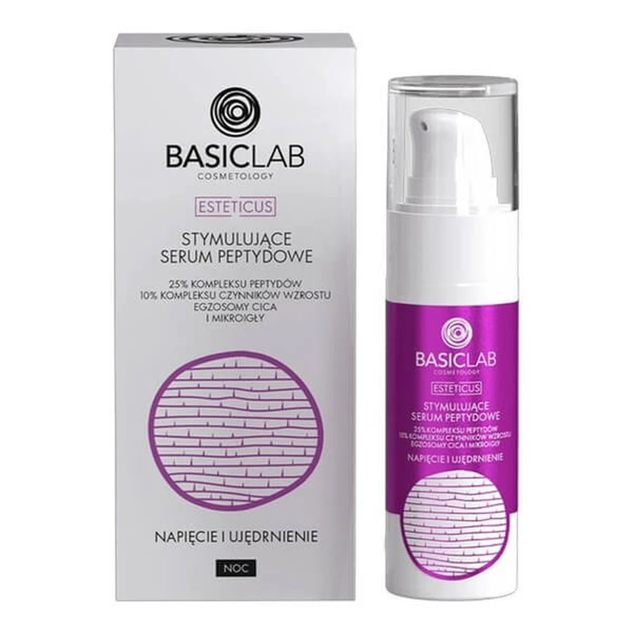 BasicLab Esteticus, stimulating peptide face serum for night Tension and Firming, 30 ml