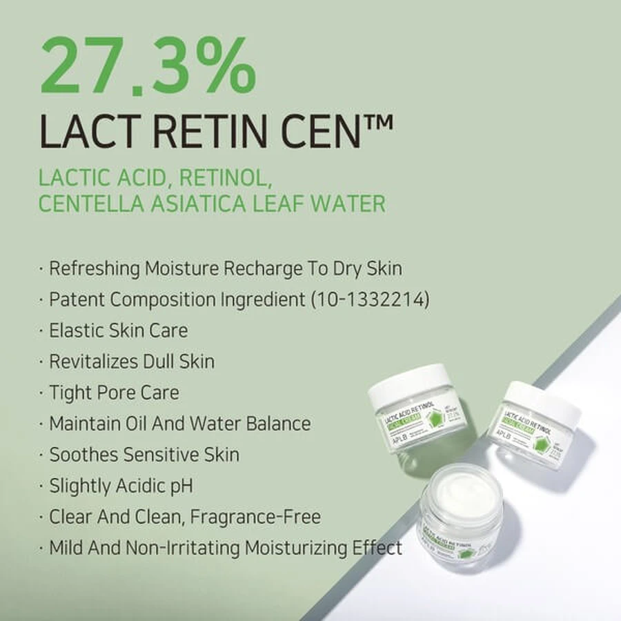APLB Lactic Acid Retinol Facial Cream, crème de renouvellement à l'acide lactique et au rétinol, 55 ml