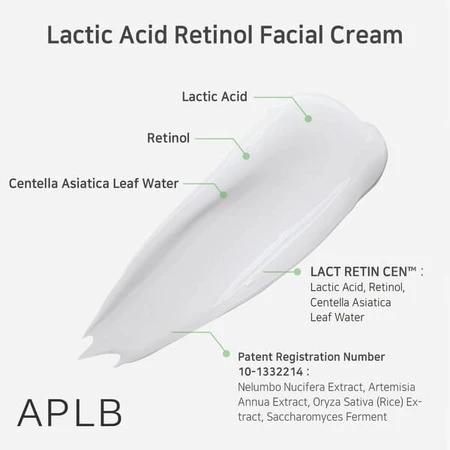 APLB Lactic Acid Retinol Facial Cream, crème de renouvellement à l'acide lactique et au rétinol, 55 ml