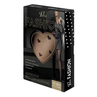 Veera Fashion, collants à motifs, 70 DEN, noir avec des cœurs, taille XL