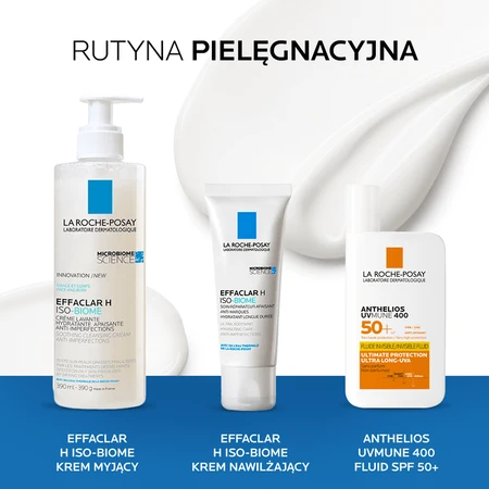 La Roche-Posay Effaclar H ISO-Biome set, crème hydratante visage, 40 ml + crème nettoyante apaisante, 390 ml