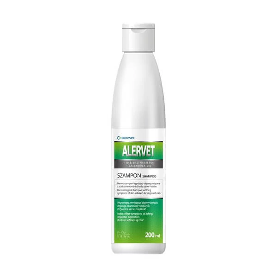 Alervet, dermoshampoo ter verlichting van symptomen van huidirritatie voor honden en katten, 200 ml