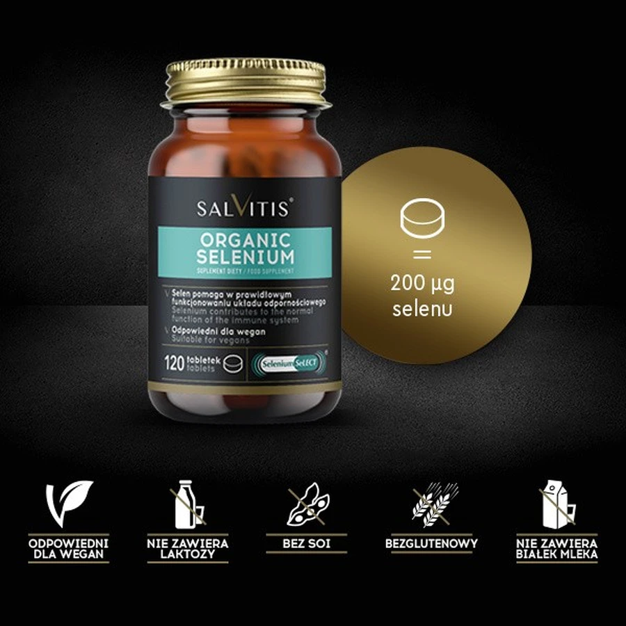 Salvitis Organic Selenium (Selenio orgánico), comprimidos recubiertos con película, 120 uds.