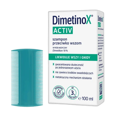 Kit DimetinoX, champú antipiojos, 100 ml + peine GRATIS