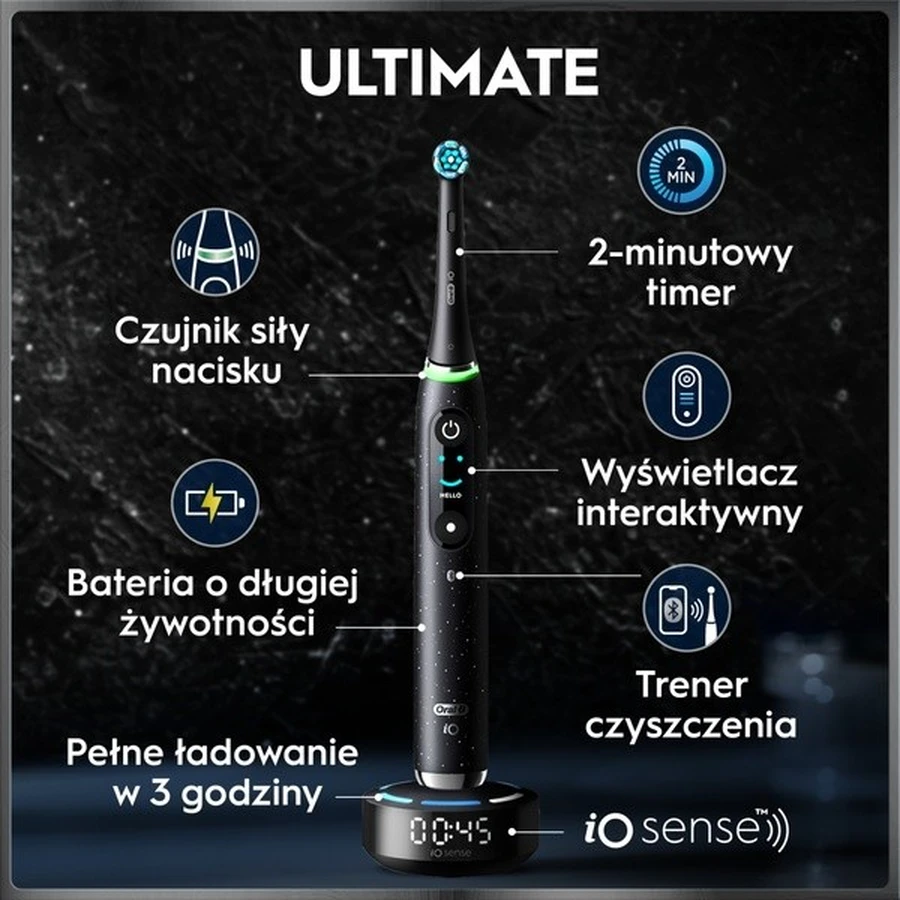 Oral-B iO 10, electric toothbrush, Cosmic Black, 1 pc.