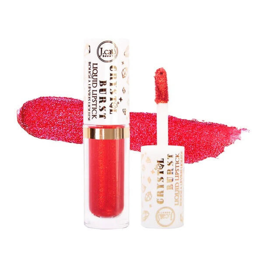 J.Cat Beauty Crystal Burst Liquid Lipstick, Lip Gloss with Sparkles 102 Secret Ruby, 0.8 g
